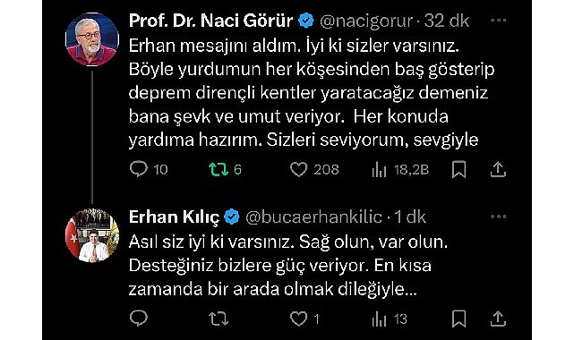Prof. Görür’den Başkan Erhan Kılıç’a yanıt: “Bana şevk ve umut verdiniz”