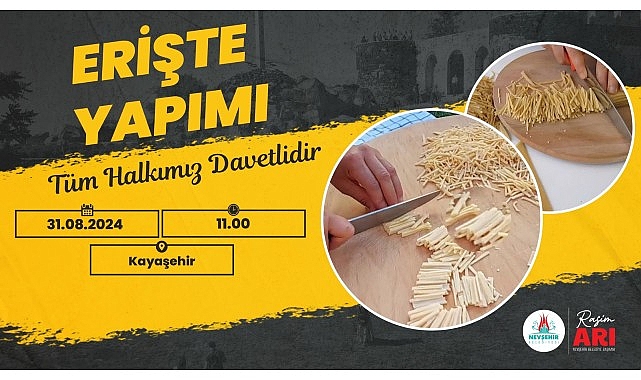 Nevşehirli kadınlar, hafta sonu Kayaşehir’de ihtiyaç sahibi aileler için Erişte yapacak.